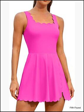 Women's Athletic Dress with Built-in Shorts Adjustable Strap Side Slit